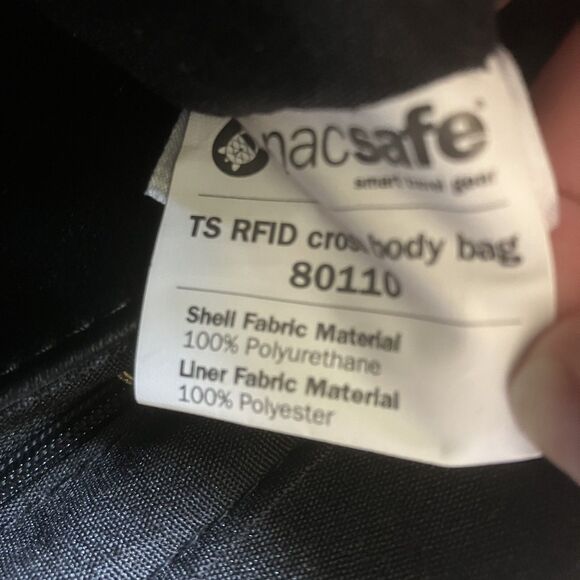 TravelSmith Crossbody Bag RFID Safe Black Tan Brown Classic Color Block Preppy - Picture 10 of 13